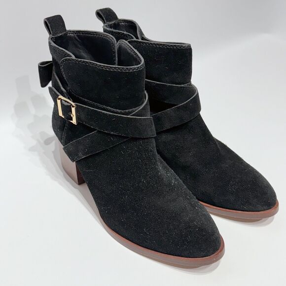 Kate Spade Polly Black Suede Buckle Strap Ankle Booties Boots Women’s Size 8M - Picture 5 of 16